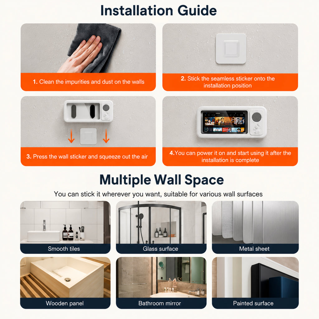 Waterproof Shower TV & Bluetooth Speaker