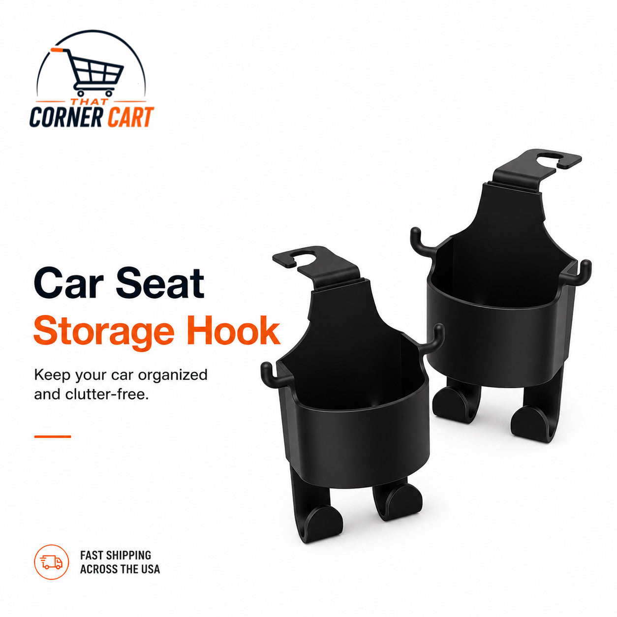 2-in-1 Car Seat Storage Hook & Cup Holder